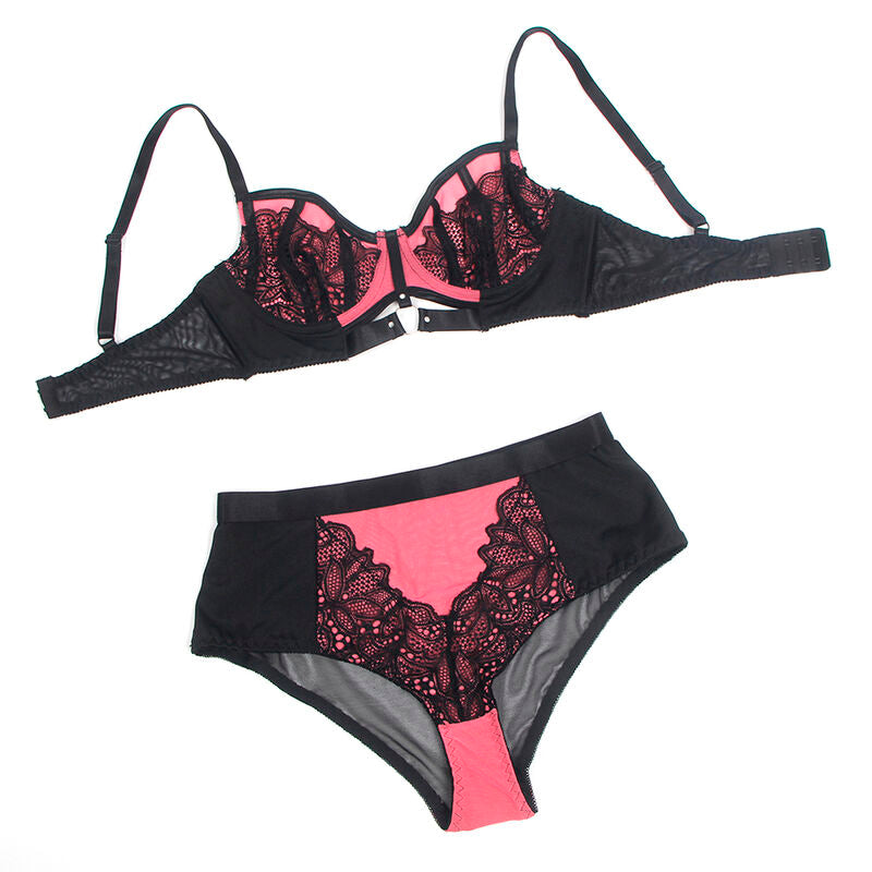 SUBBLIME - 955571 ROZE LAKLEDEREN MESH RITS BH SET S/M