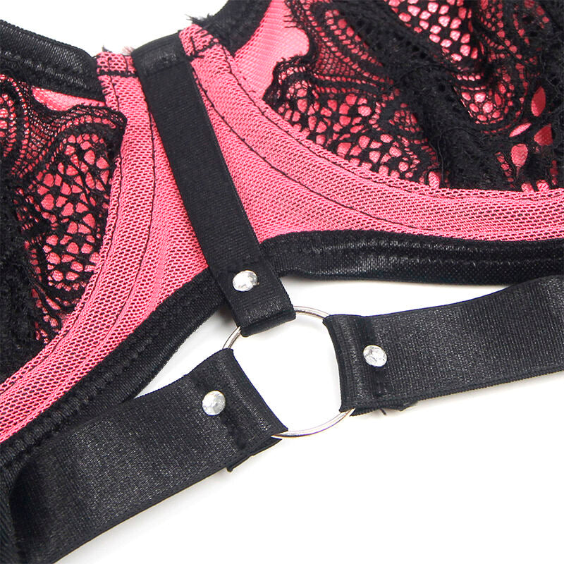 SUBBLIME - 955588 ROZE LAKLEDEREN MESH RITS BH SET L/XL