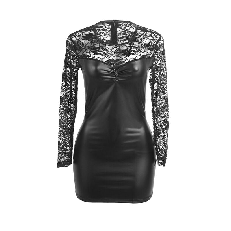 SUBBLIME - 955601 LANGE MOUW ZWARTE KANTEN JURK L/XL