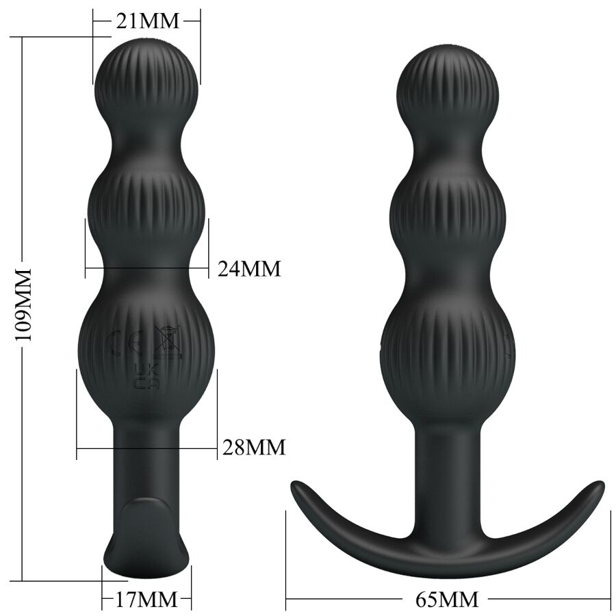 PRETTY LOVE - SIDNEY ANALE VIBRATOR 10 VIBRATIES ZWART