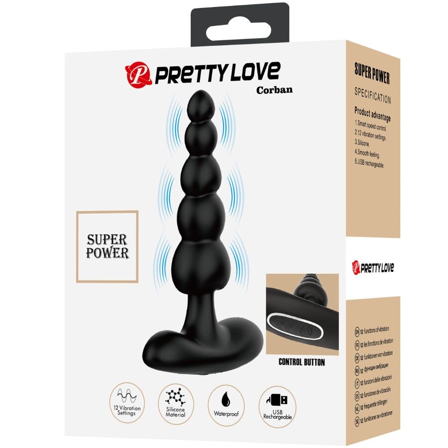 PRETTY LOVE - CORBAN ANAAL VIBRATOR 10 VIBRATIES ZWART