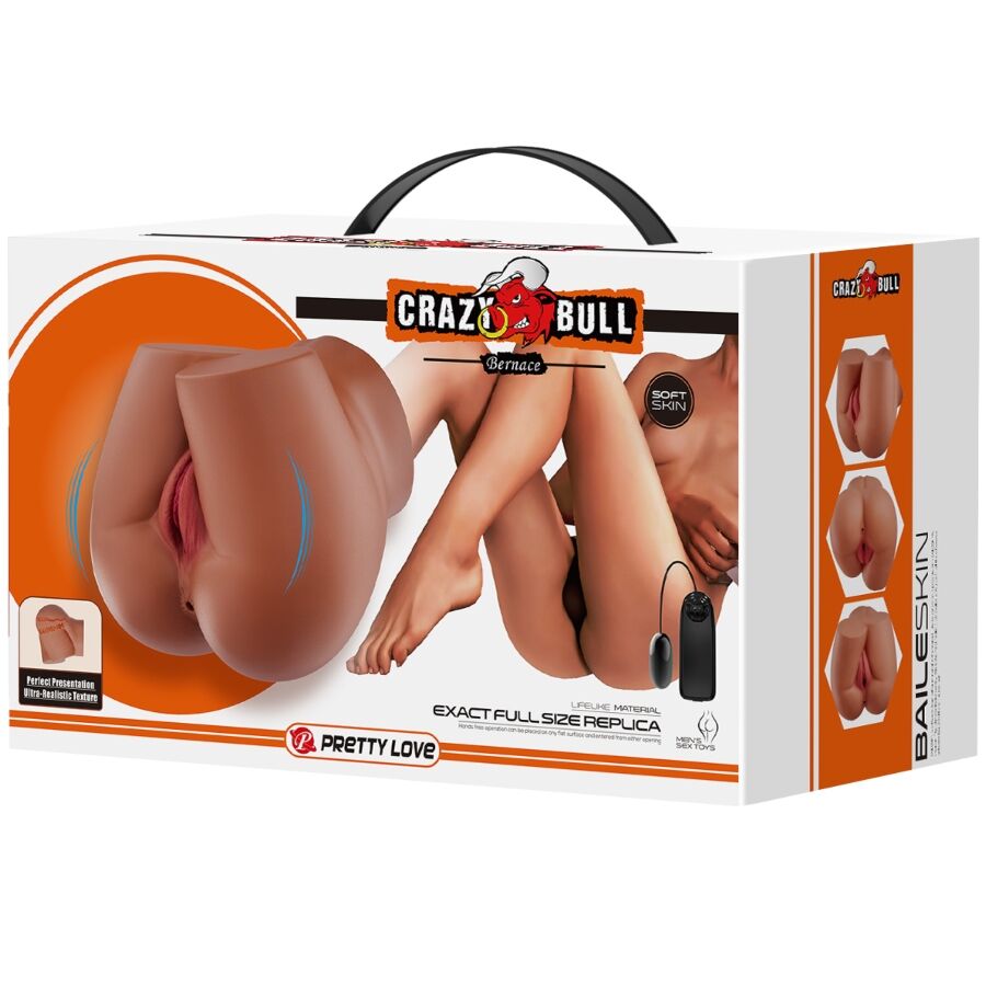 CRAZY BULL - BERNACE ACHTERVIBRATOR MET NATUURLIJKE REALISTISCHE VAGINA EN ANUS, AFSTANDSBEDIENING