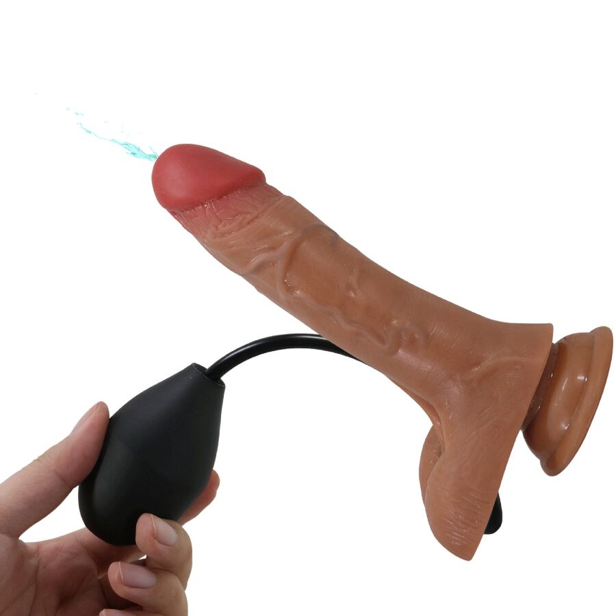 PRETTY LOVE - UNIVERSEEL HARNAS SLIPJE MET VIBRERENDE EN SPUITENDE DILDO 15,5 CM MULATTO