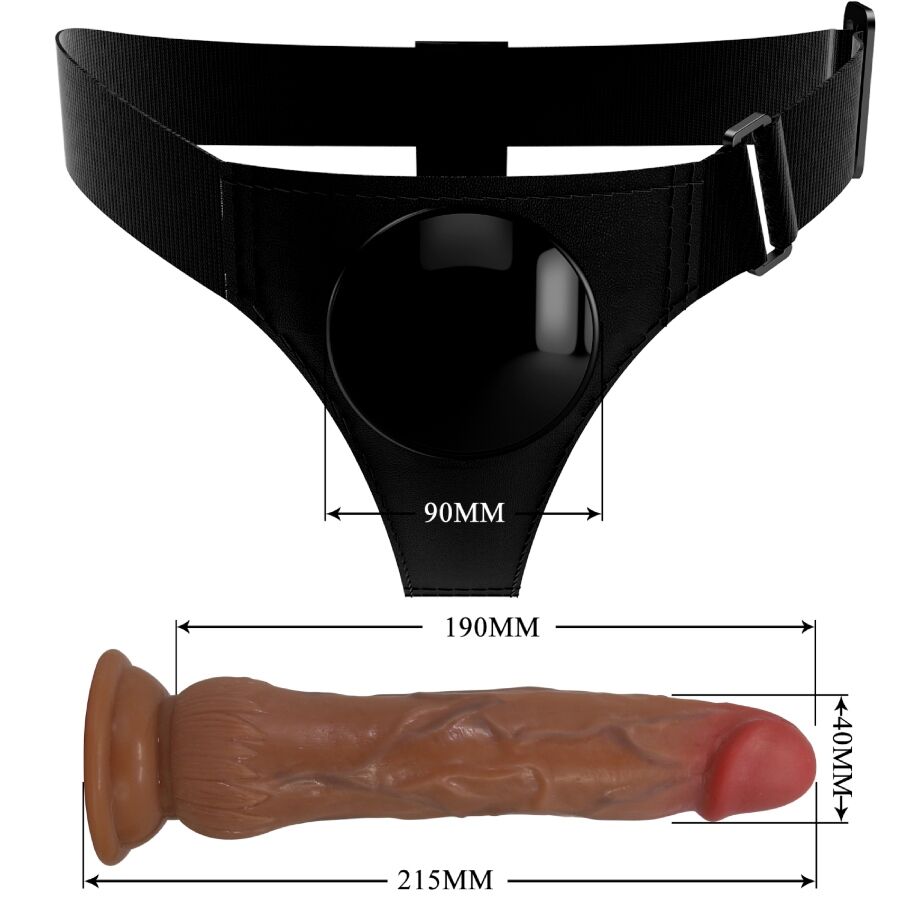 PRETTY LOVE - KYTON HARNESS UNIVERSAL BRIEFS MET SPUITENDE DILDO 19 CM MULATO