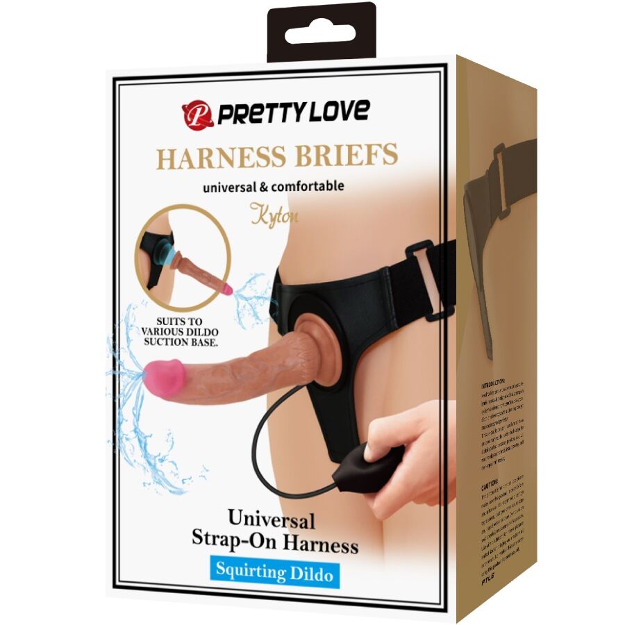 PRETTY LOVE - KYTON HARNESS UNIVERSAL BRIEFS MET SPUITENDE DILDO 19 CM MULATO