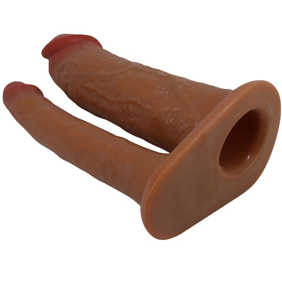 PRETTY LOVE - YAIRON DUBBELE PENIS MOUW MET 4 CM VERLENGING MULATTO