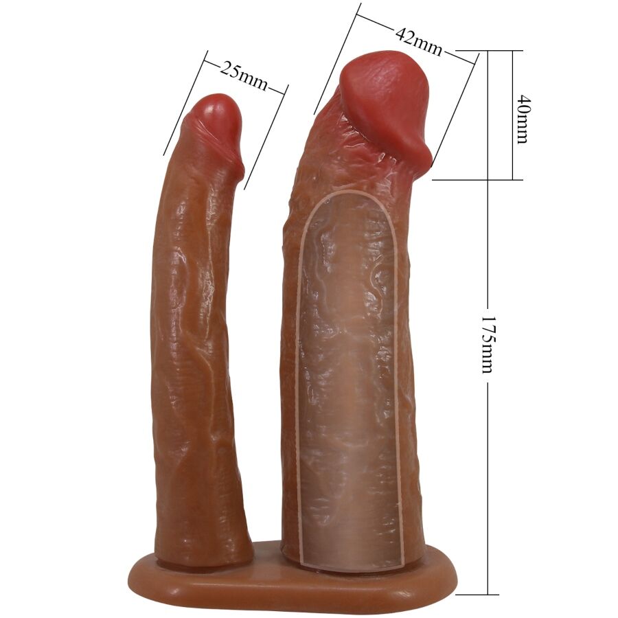 PRETTY LOVE - YAIRON DUBBELE PENIS MOUW MET 4 CM VERLENGING MULATTO