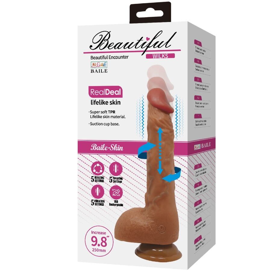 DANS - MOOIE WILKS REALISTISCHE VIBRATOR MET 5 INSTELLINGEN 25 CM MULATTO