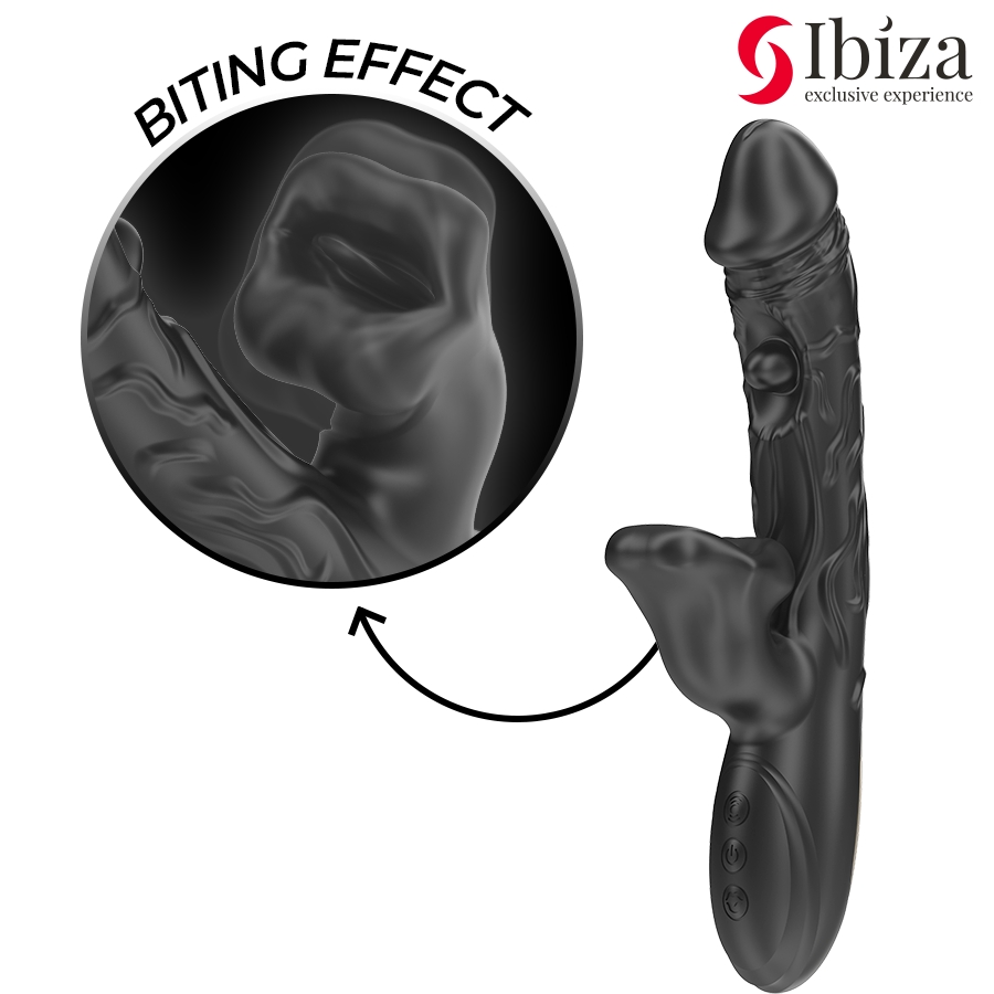 IBIZA - CLITORALE VIBRATOR EN STIMULATOR MET BIJTENDE EFFECT EN ROTATIE