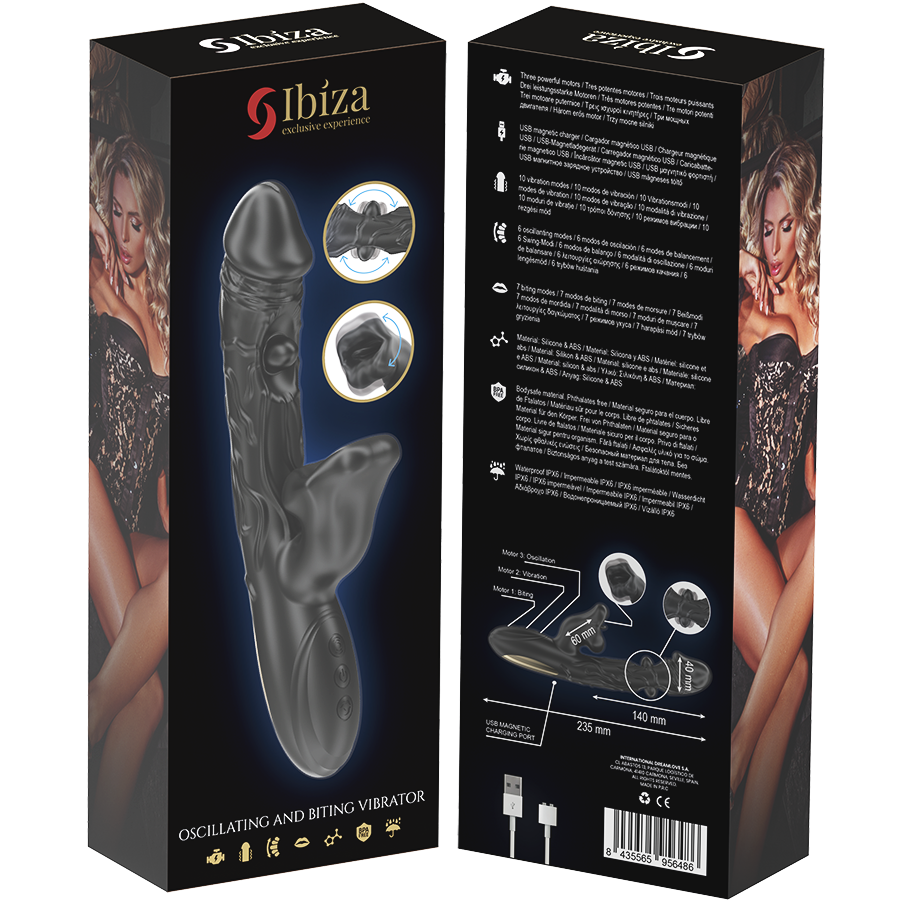 IBIZA - CLITORALE VIBRATOR EN STIMULATOR MET BIJTENDE EFFECT EN ROTATIE