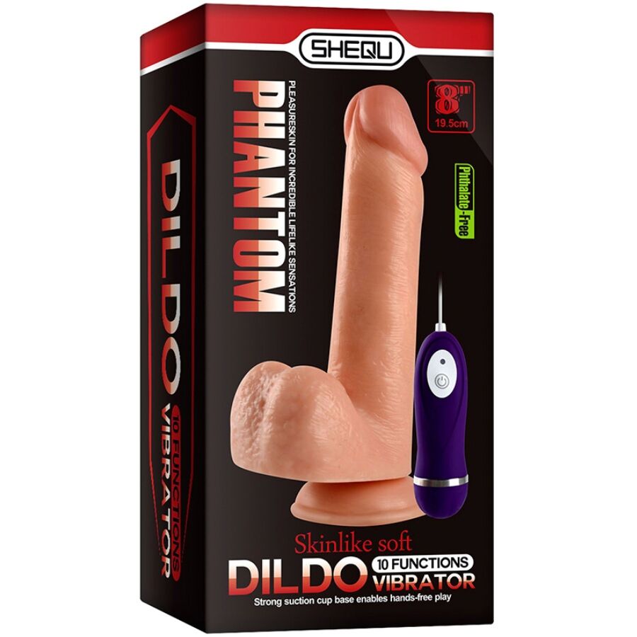 SHEQU - PHANTOM DILDO VIBRATOR MET AFSTANDSBEDIENING 20 CM
