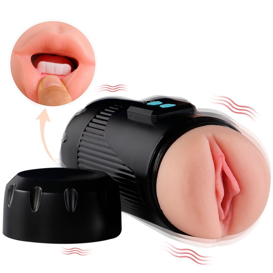 SHEQU - KAY DUBBELE MASTURBATOR MET DUBBELE VIBRATIE MOND EN VAGINA