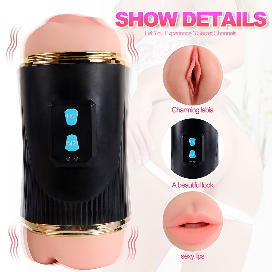 SHEQU - KAY DUBBELE MASTURBATOR MET DUBBELE VIBRATIE MOND EN VAGINA