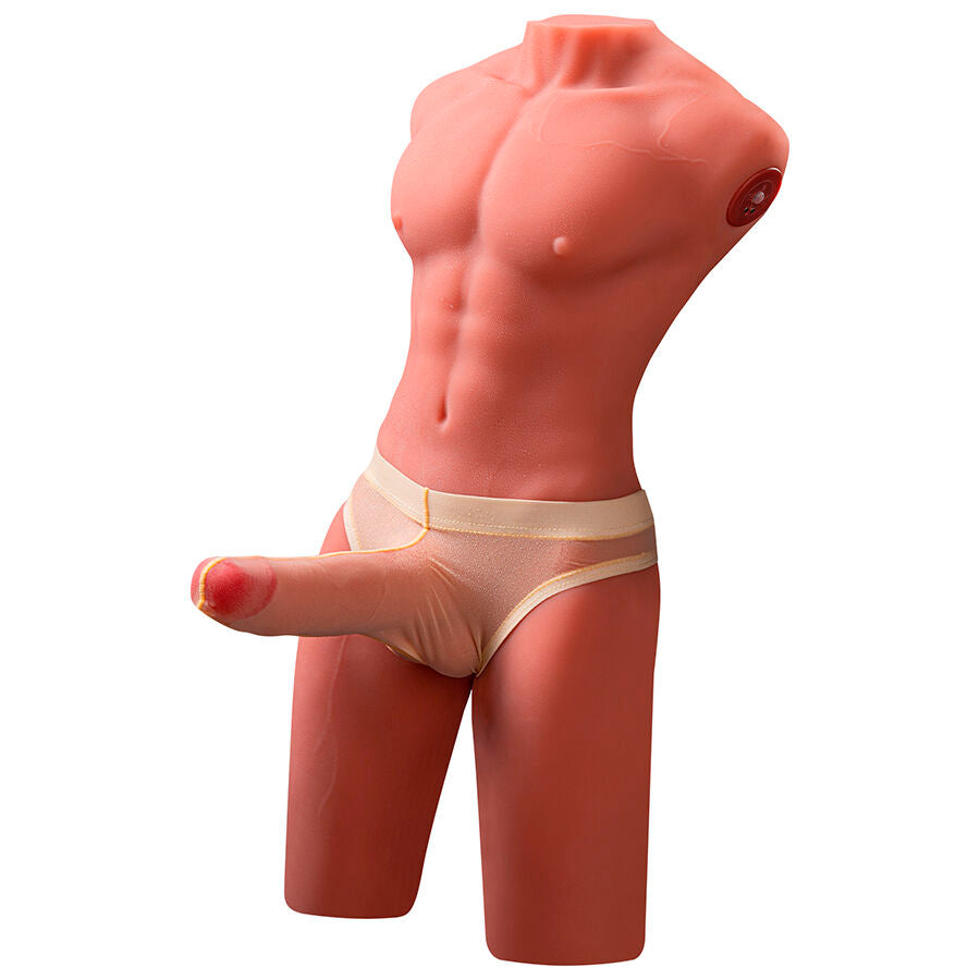 XISE - JASON HALF BODY REALISTISCHE MANNELIJKE TORSO MET STOOT EN VIBRATIE 55 CM