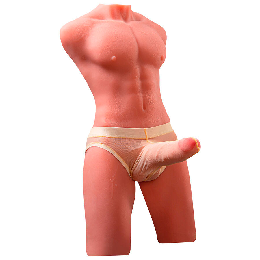 XISE - JASON HALF BODY REALISTISCHE MANNELIJKE TORSO MET STOOT EN VIBRATIE 55 CM