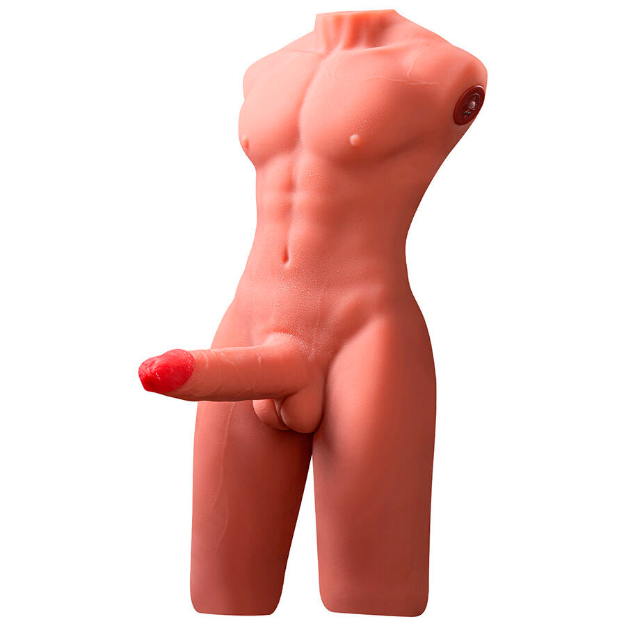 XISE - JASON HALF BODY REALISTISCHE MANNELIJKE TORSO MET STOOT EN VIBRATIE 55 CM