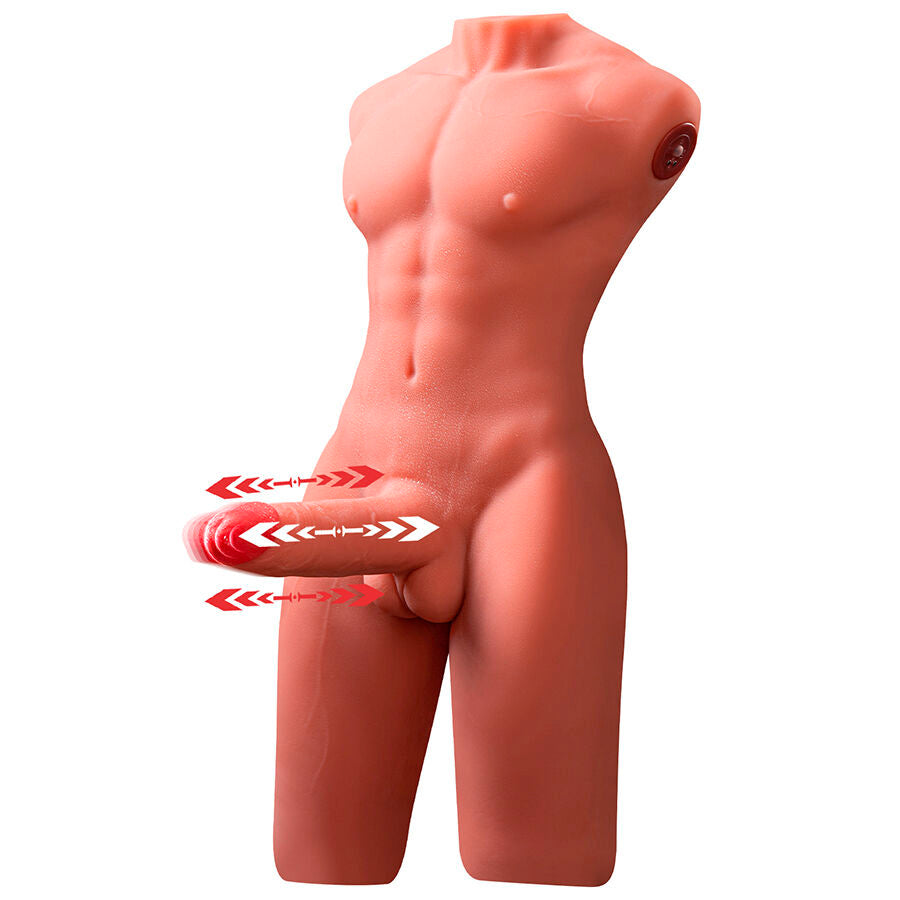 XISE - JASON HALF BODY REALISTISCHE MANNELIJKE TORSO MET STOOT EN VIBRATIE 55 CM
