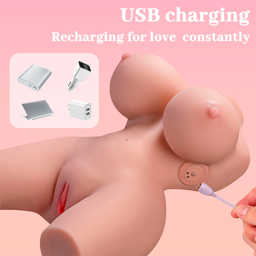 XISE - FRIEDA REALISTISCHE VROUWELIJKE TORSO MET VIBRATIE 36 CM