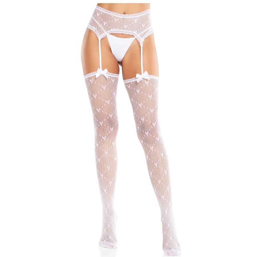 LEG AVENUE - HARTVORMIGE KOUSEN MET KOUSENBANDEN WIT