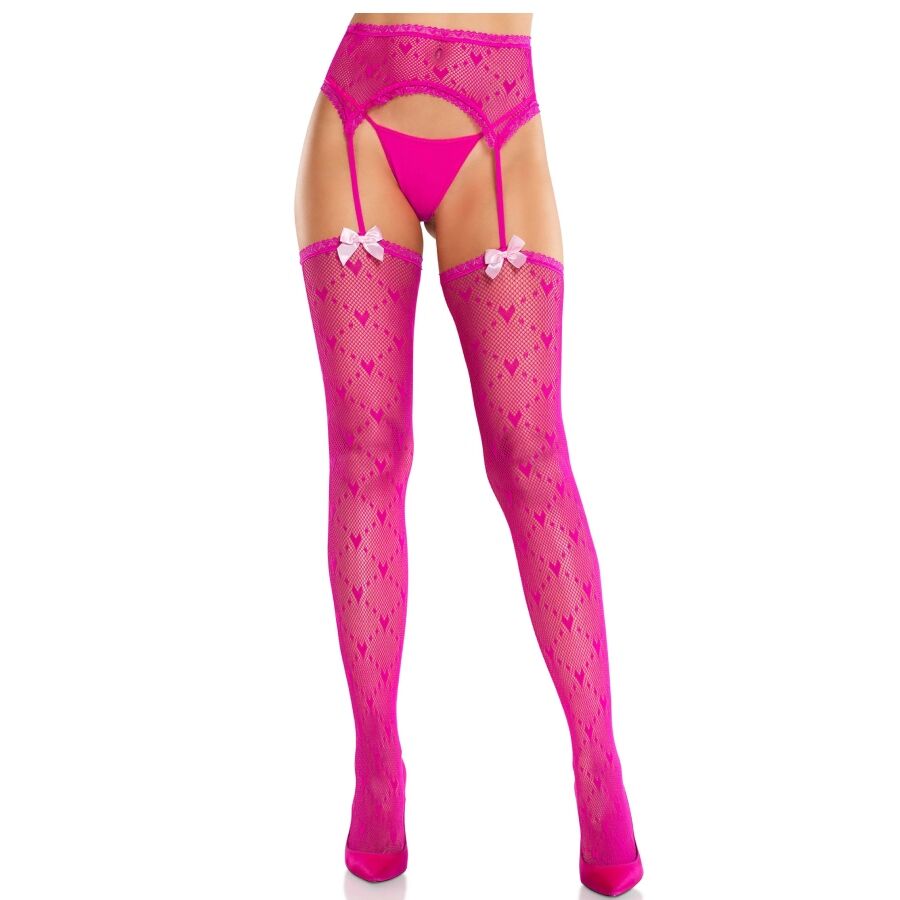 LEG AVENUE - HARTVORMIGE KOUSEN MET MAGENTA KOUSENBANDEN