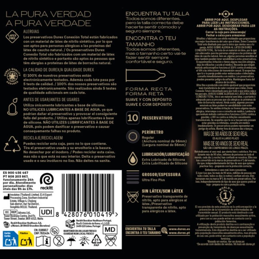 DUREX - TOTAL CONNECTION ULTRA DUN PLUS LATEXVRIJ 10 STUKS