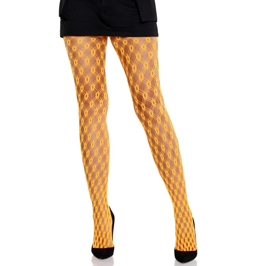 LEG AVENUE - NEON ORANJE KANTEN PANTY MET OOGJES