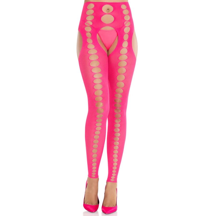 LEG AVENUE - STRAPLESS, NAADLOZE ONDOORZICHTIGE PANTY'S NEON ROZE