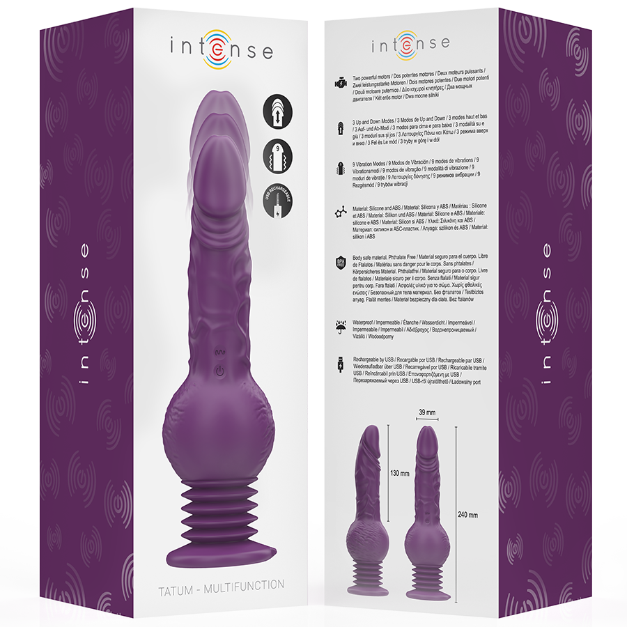 INTENSE - TATUM MULTIFUNCTIONELE VIBRATOR MET OP- EN NEERWAARTSE VIBRATIE 24 CM PAARS