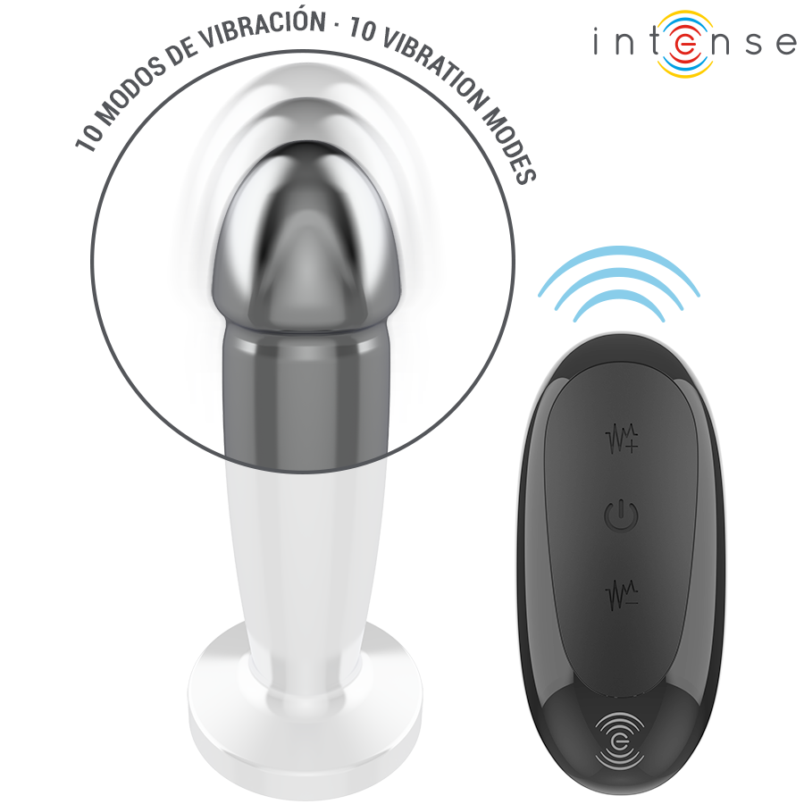 INTENSE - ANALE PLUG 10 VIBRATIES METALEN DILDO VORM MET AFSTANDSBEDIENING S
