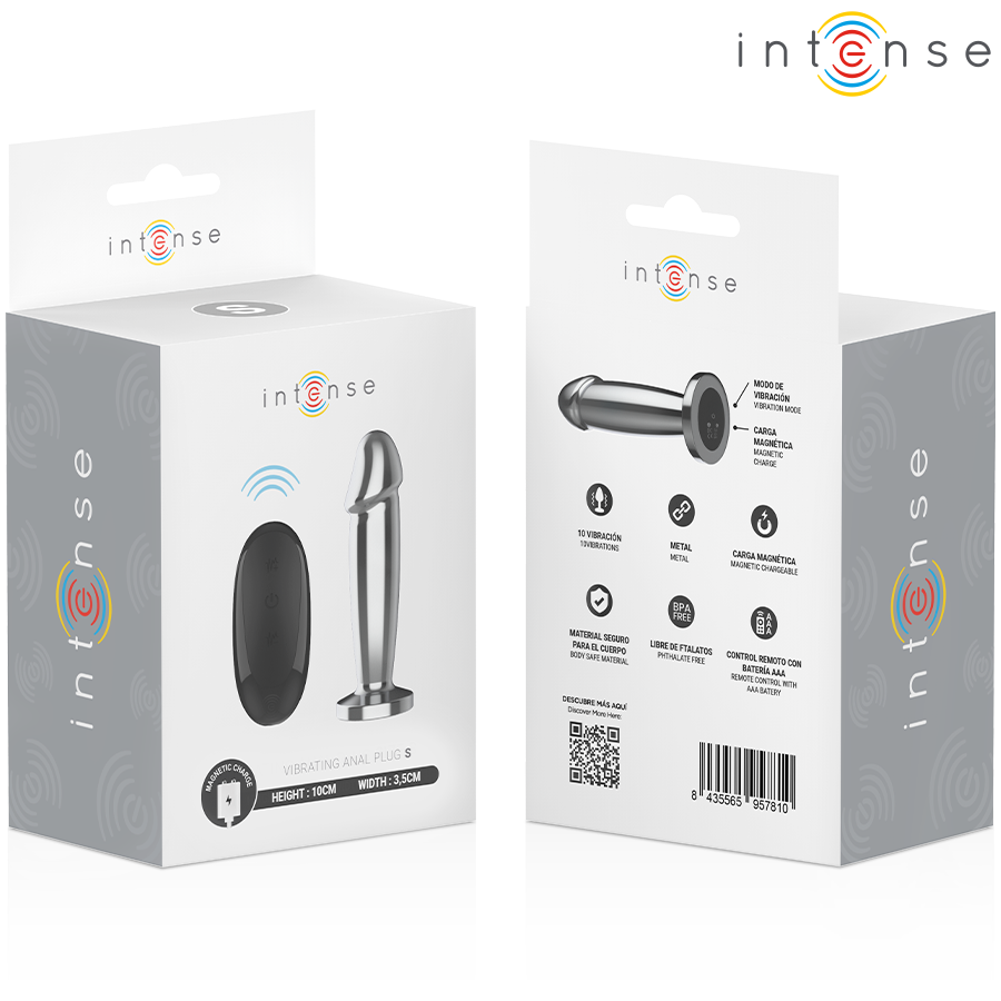 INTENSE - ANALE PLUG 10 VIBRATIES METALEN DILDO VORM MET AFSTANDSBEDIENING S