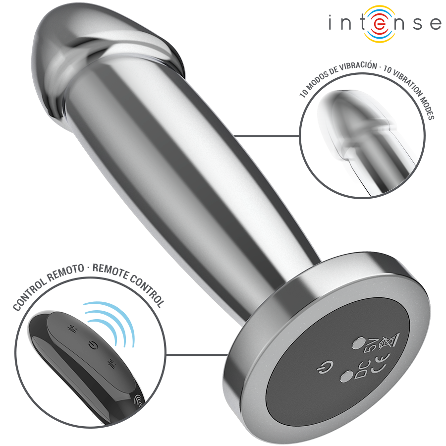 INTENSE - ANALE PLUG 10 VIBRATIES METALEN DILDO VORM MET AFSTANDSBEDIENING S