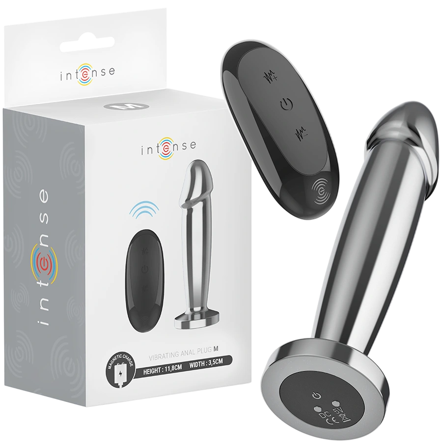 INTENSE - ANAL PLUG 10 VIBRATIONS METAL DILDO WITH REMOTE CONTROL M