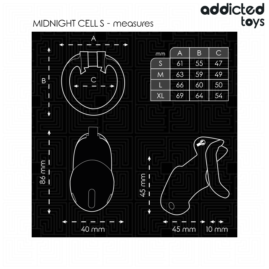ADDICTED TOYS LOCKED - MINDNIGHT CELL PENIS CAGE MAAT S 4.8 CM