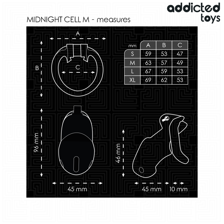 ADDICTED TOYS LOCKED - MINDNIGHT CELL PENIS CAGE 4.2 CM MAAT M