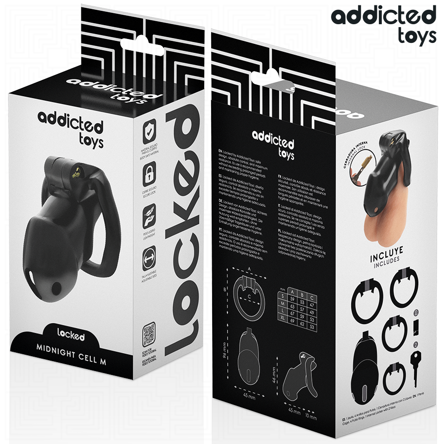 ADDICTED TOYS LOCKED - MINDNIGHT CELL PENIS CAGE 4.2 CM MAAT M