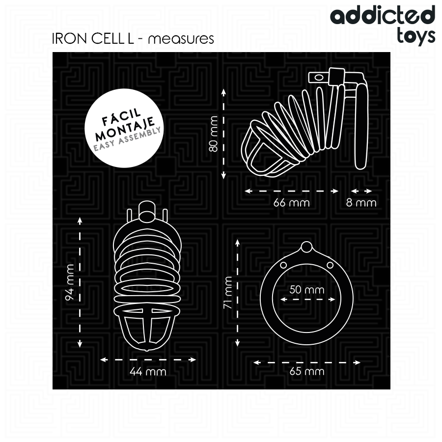ADDICTED TOYS LOCKED - IJZEREN CEL METALEN PENIS KOOI 5 CM MAAT L