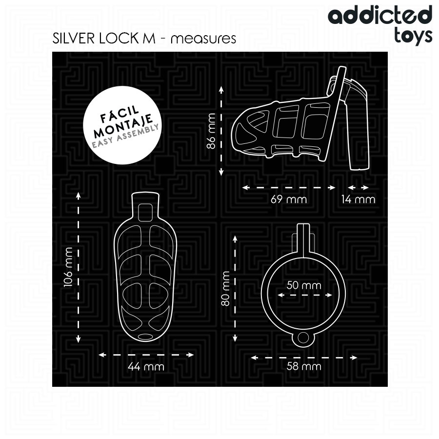 ADDICTED TOYS LOCKED - ZILVEREN SLOT METALEN PENISKOOI MAAT M