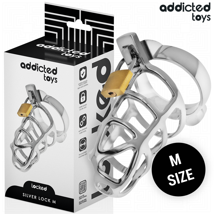 ADDICTED TOYS LOCKED - ZILVEREN SLOT METALEN PENISKOOI MAAT M
