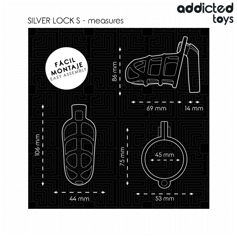 ADDICTED TOYS LOCKED - ZILVEREN SLOT METALEN PENISKOOI MAAT S