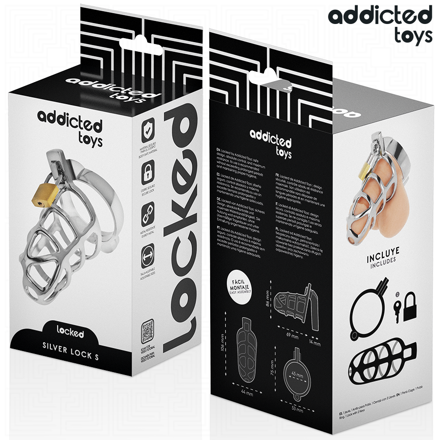 ADDICTED TOYS LOCKED - ZILVEREN SLOT METALEN PENISKOOI MAAT S