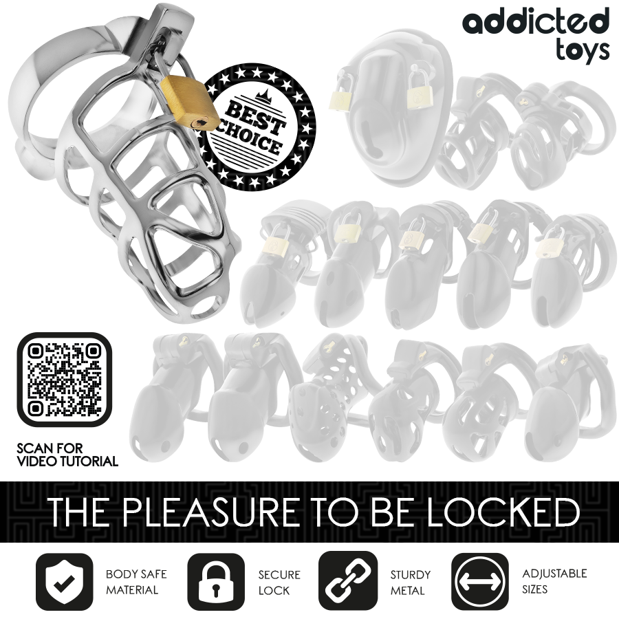 ADDICTED TOYS LOCKED - ZILVEREN SLOT METALEN PENISKOOI MAAT S