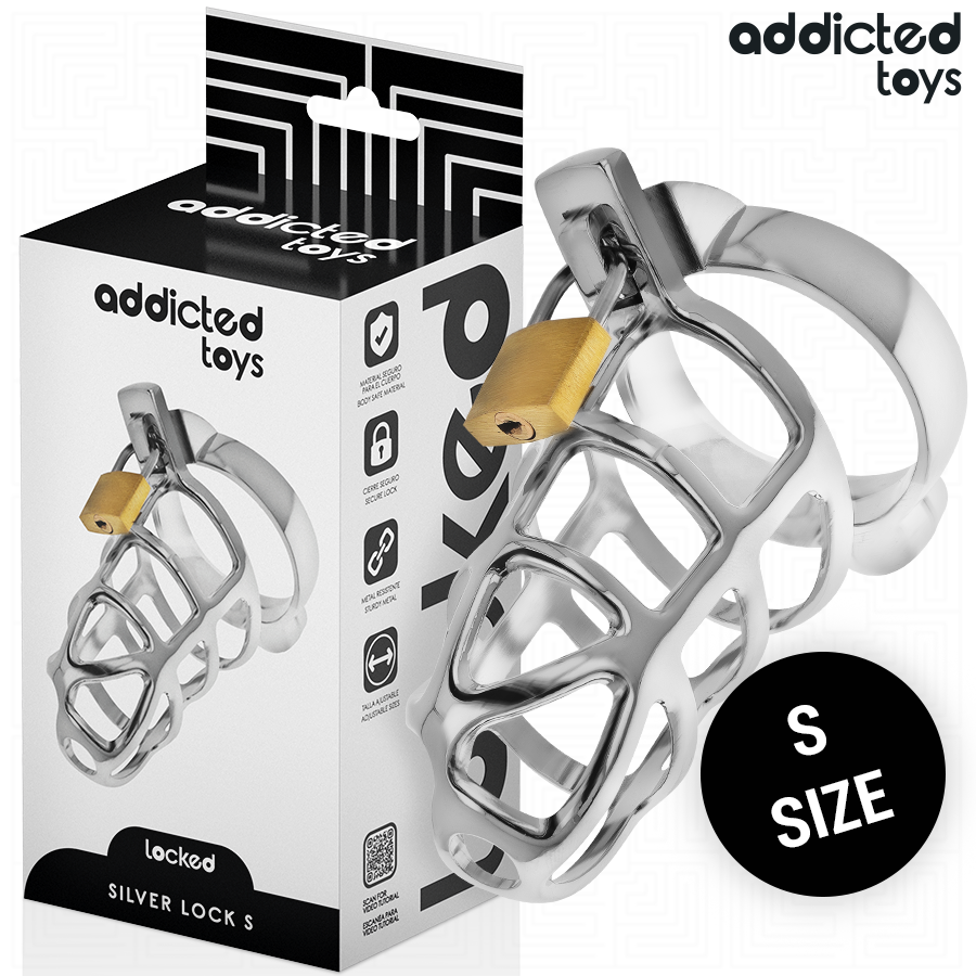 ADDICTED TOYS LOCKED - ZILVEREN SLOT METALEN PENISKOOI MAAT S