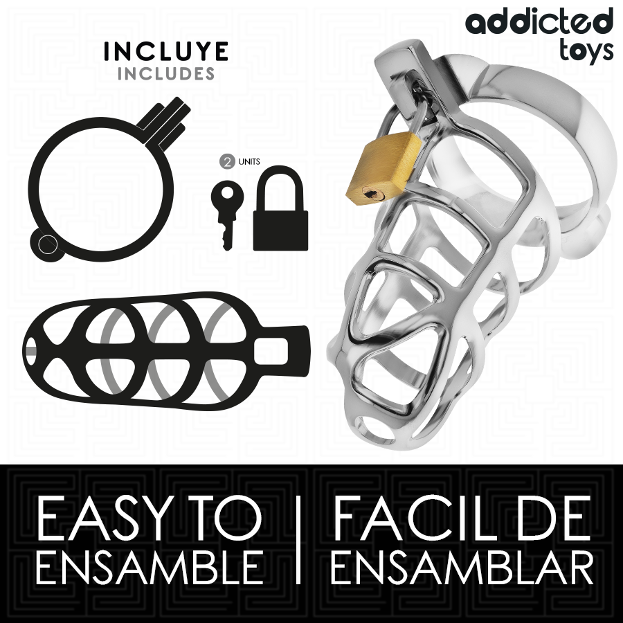 ADDICTED TOYS LOCKED - ZILVEREN SLOT METALEN PENISKOOI MAAT S