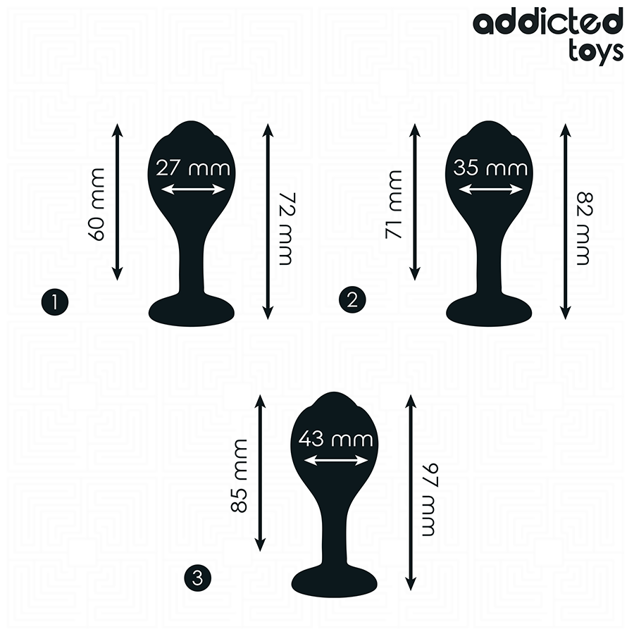 ADDICTED TOYS - SET VAN 3 ANALE SILICONEN PLUGS MET JUWEEL