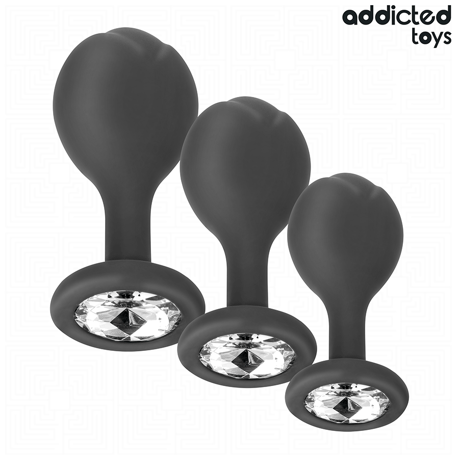 ADDICTED TOYS - SET VAN 3 ANALE SILICONEN PLUGS MET JUWEEL