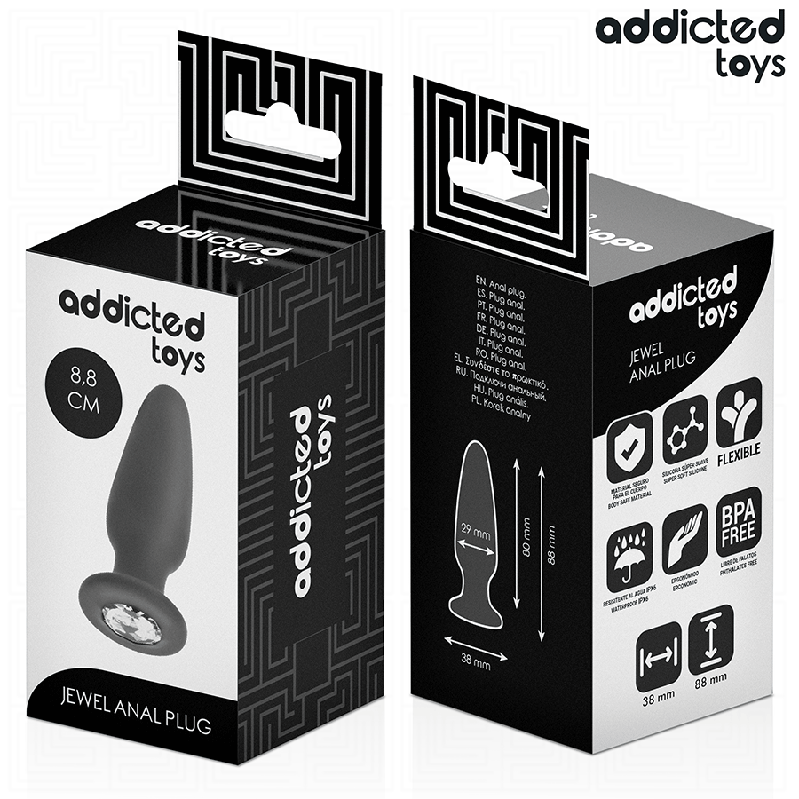 ADDICTED TOYS - ANAALPLUG MET SILICONEN JUWEEL MAAT S 8,8 CM