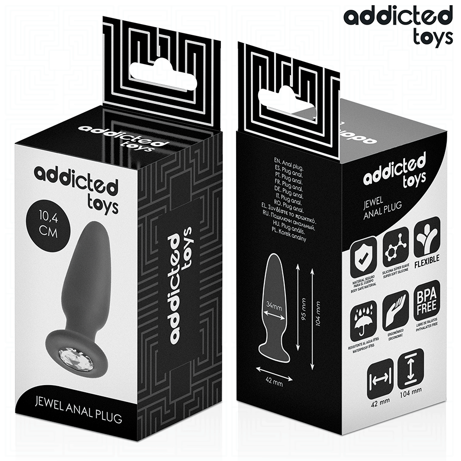 ADDICTED TOYS - ANAALPLUG MET SILICONEN JUWEEL MAAT M 10,4 CM