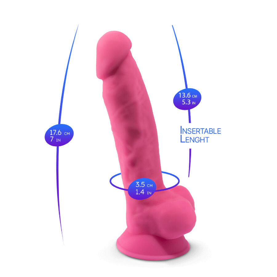 SILEXD - MODEL 1 REALISTISCHE PENIS PREMIUM SILICONEN SILEXPAN FLUORESCEREND ROZE 17,5 CM