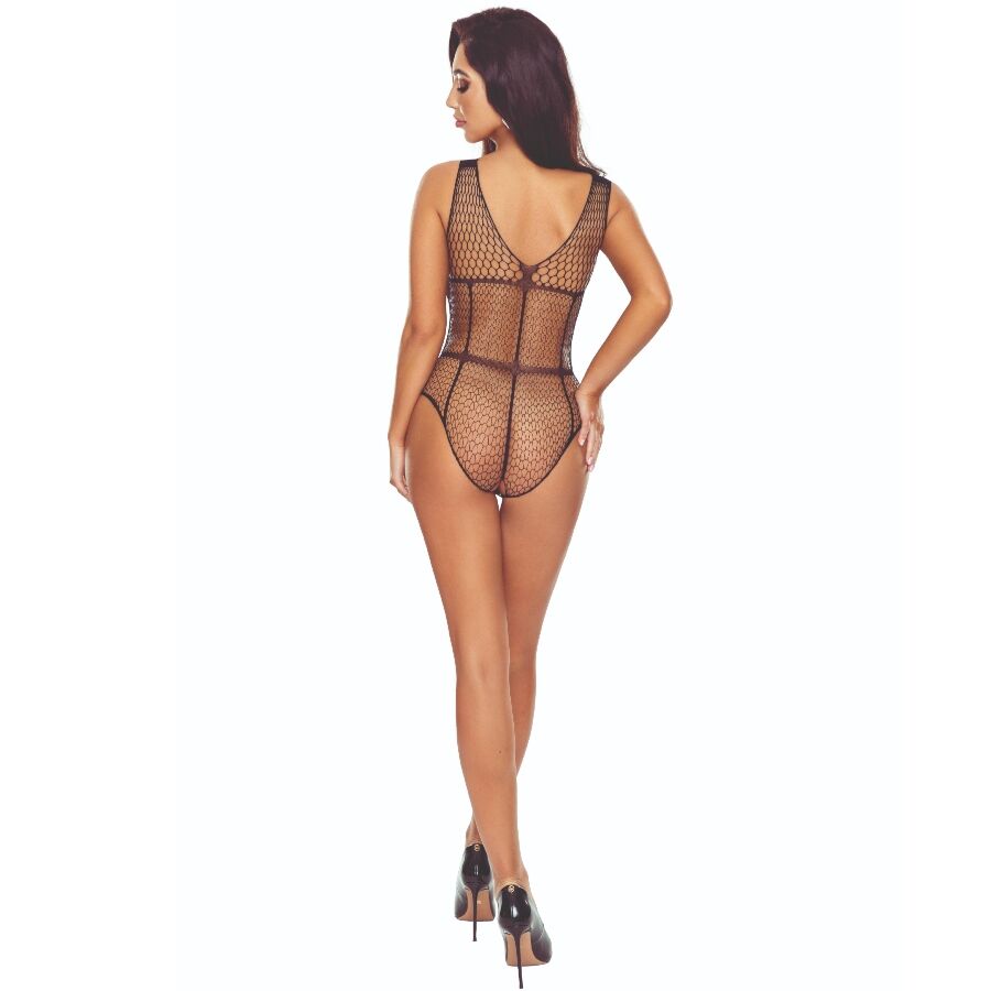 PASSIE - BS114 BLACK GRID BODYSTOCKING