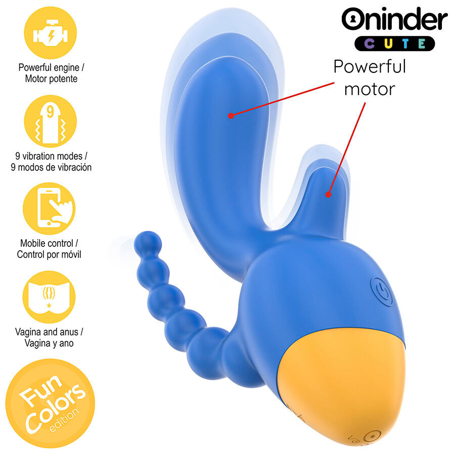 ONINDER CUTE - LOVE 3 SOME TRIPLE VIBRATOR - GRATIS WERELDWIJDE APP